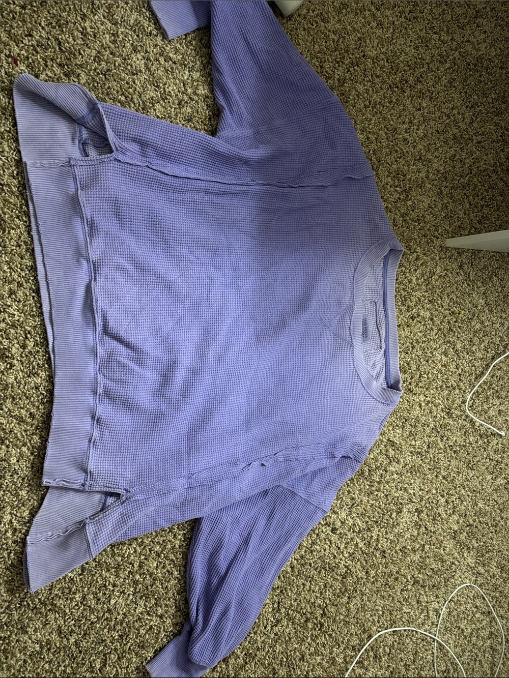 American Eagle Outfitters Lilac Waffle Crewneck Sweater
